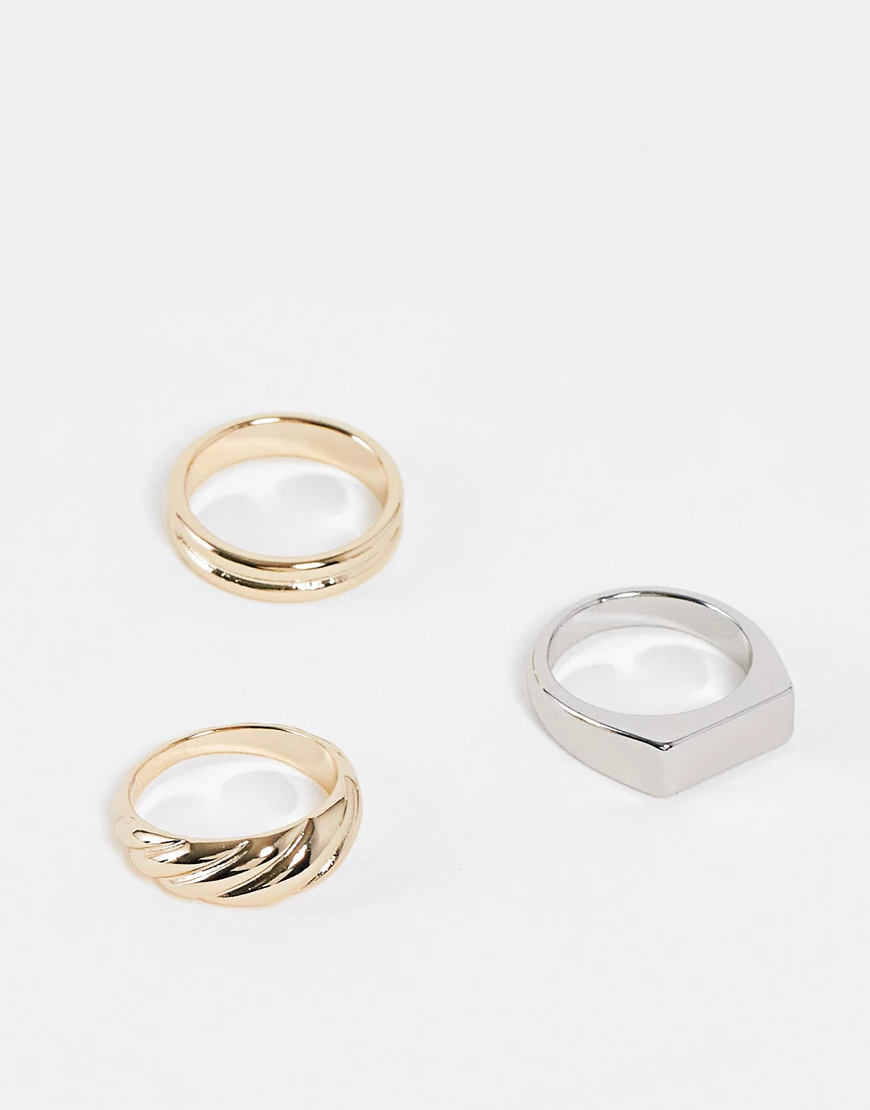 Liars & Lovers – Klobige Ringe in Gold und Silber im 3er-Multipack-Mehrfarb günstig online kaufen