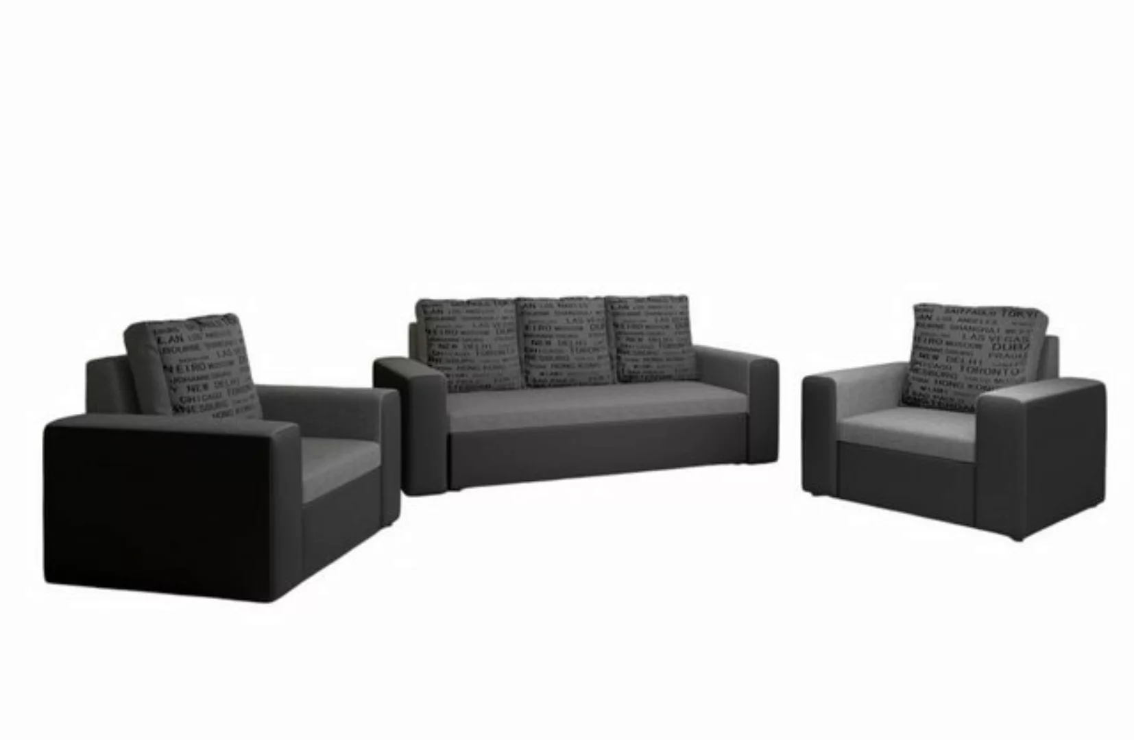 Fun Möbel Polstergarnitur Sofa Set LEEDS 3-1-1 Sofagarnitur Kunstleder-Webs günstig online kaufen