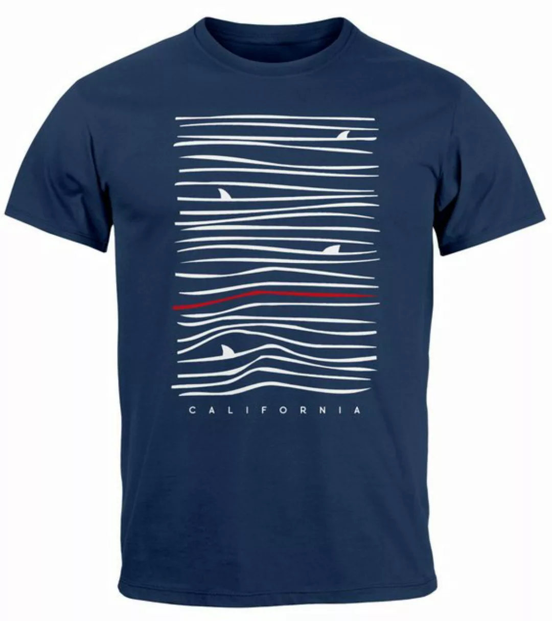 Neverless Print-Shirt Herren T-Shirt Frontprint Minimalismus Wellen Meer Au günstig online kaufen