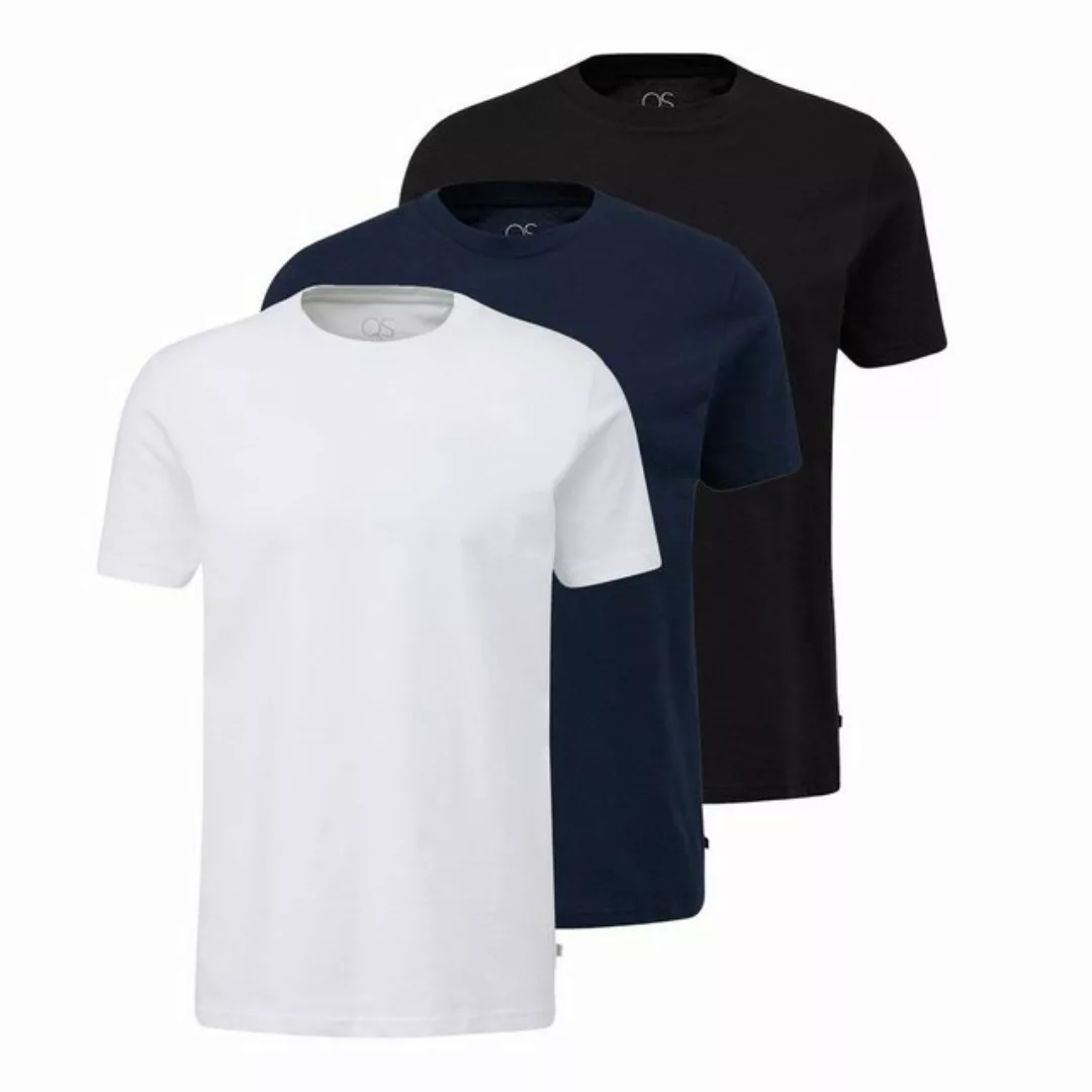 QS T-Shirt Basic (3-tlg) kurzarm, Rundhals-Ausschnitt, im 3er Pack günstig online kaufen