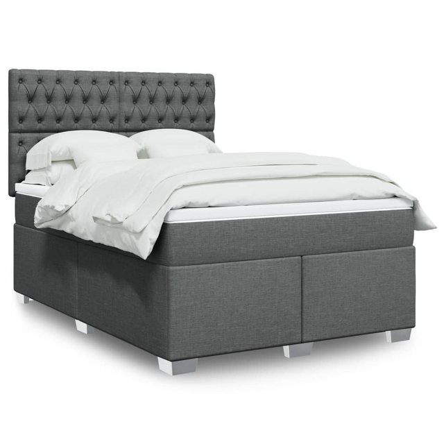 vidaXL Boxspringbett, Boxspringbett mit Matratze Dunkelgrau 140x190 cm Stof günstig online kaufen