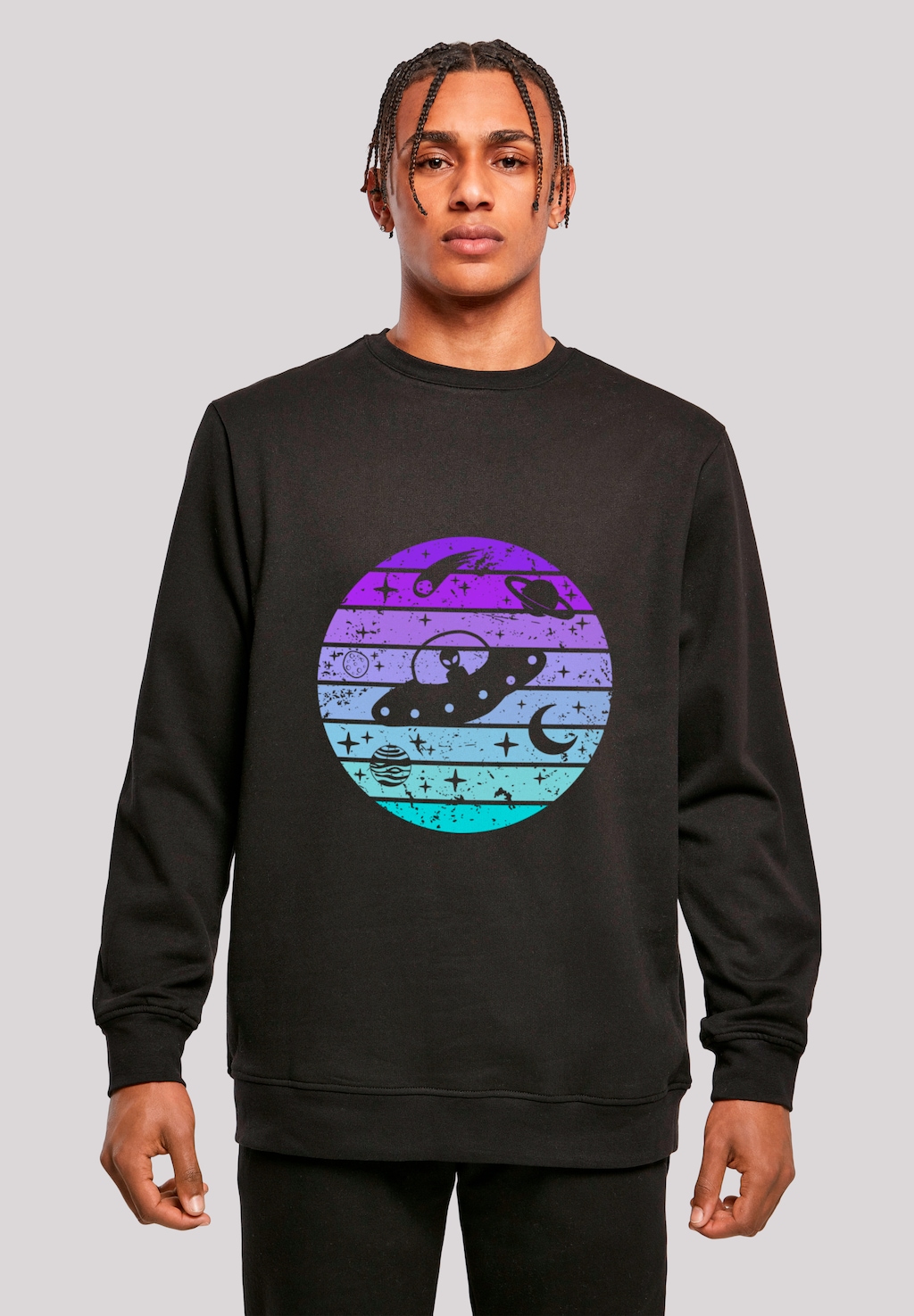 F4NT4STIC Sweatshirt "Retro Alien Weltraum Sonnenuntergang", Premium Qualit günstig online kaufen