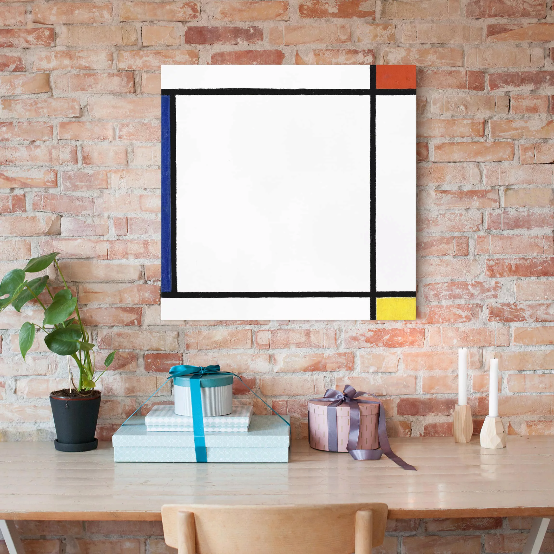 Leinwandbild Kunstdruck - Quadrat Piet Mondrian - Komposition III günstig online kaufen