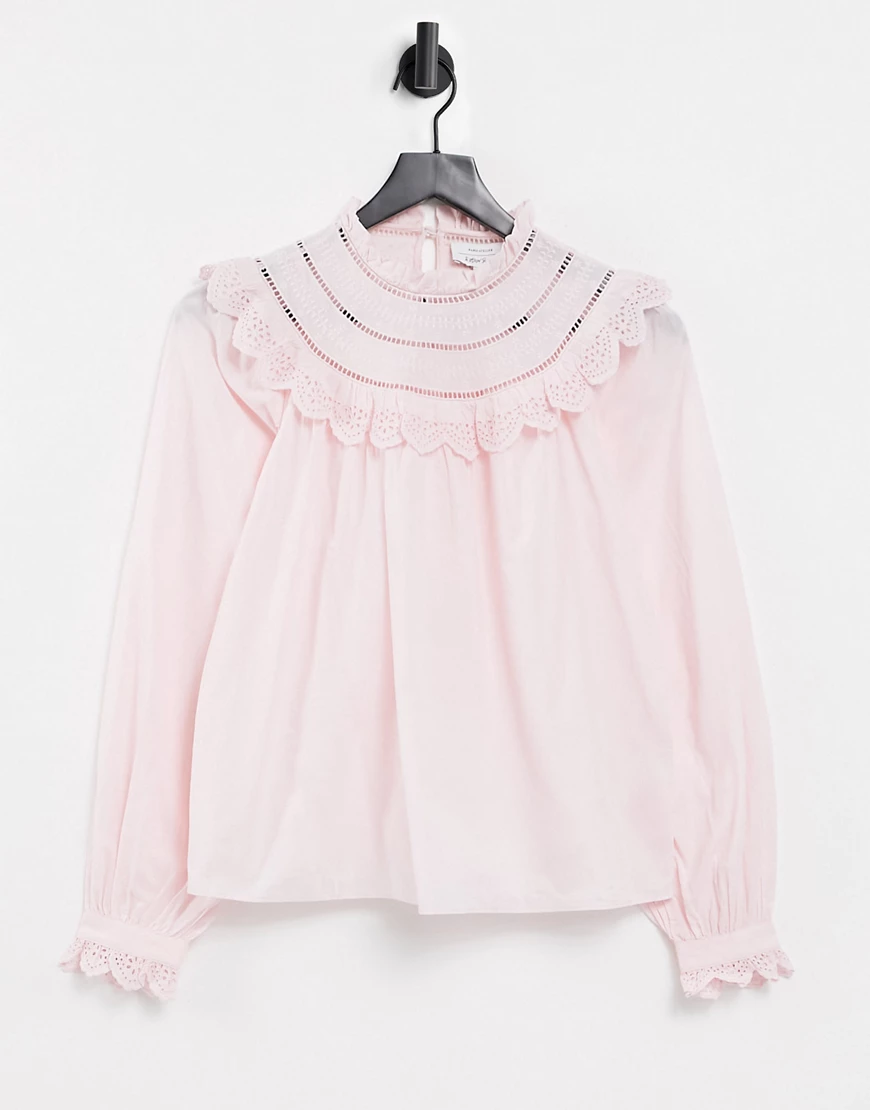 & Other Stories – Rosa Bluse aus Bio-Baumwolle mit Rüschendetail günstig online kaufen