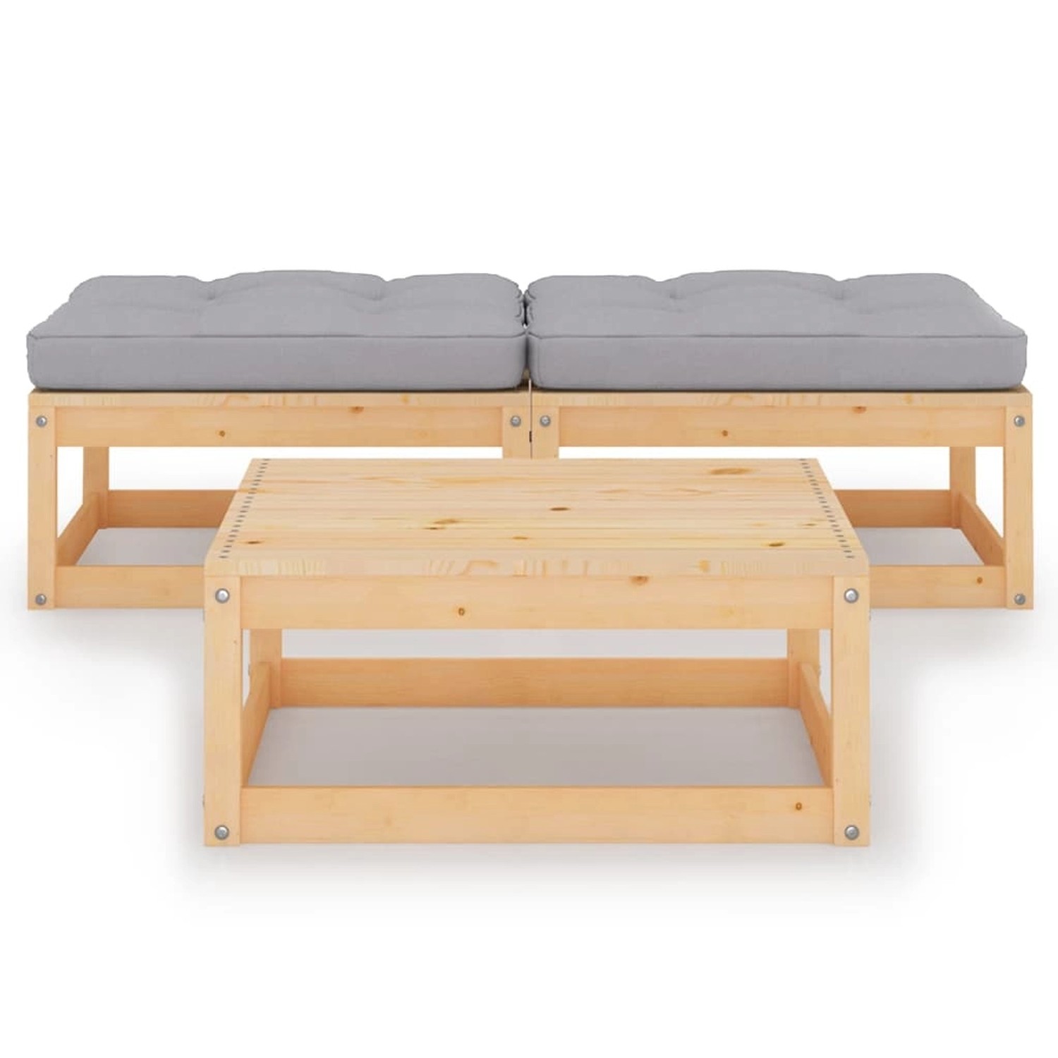 3-tlg. Garten-lounge-set Mit Kissen Kiefer Massivholz günstig online kaufen