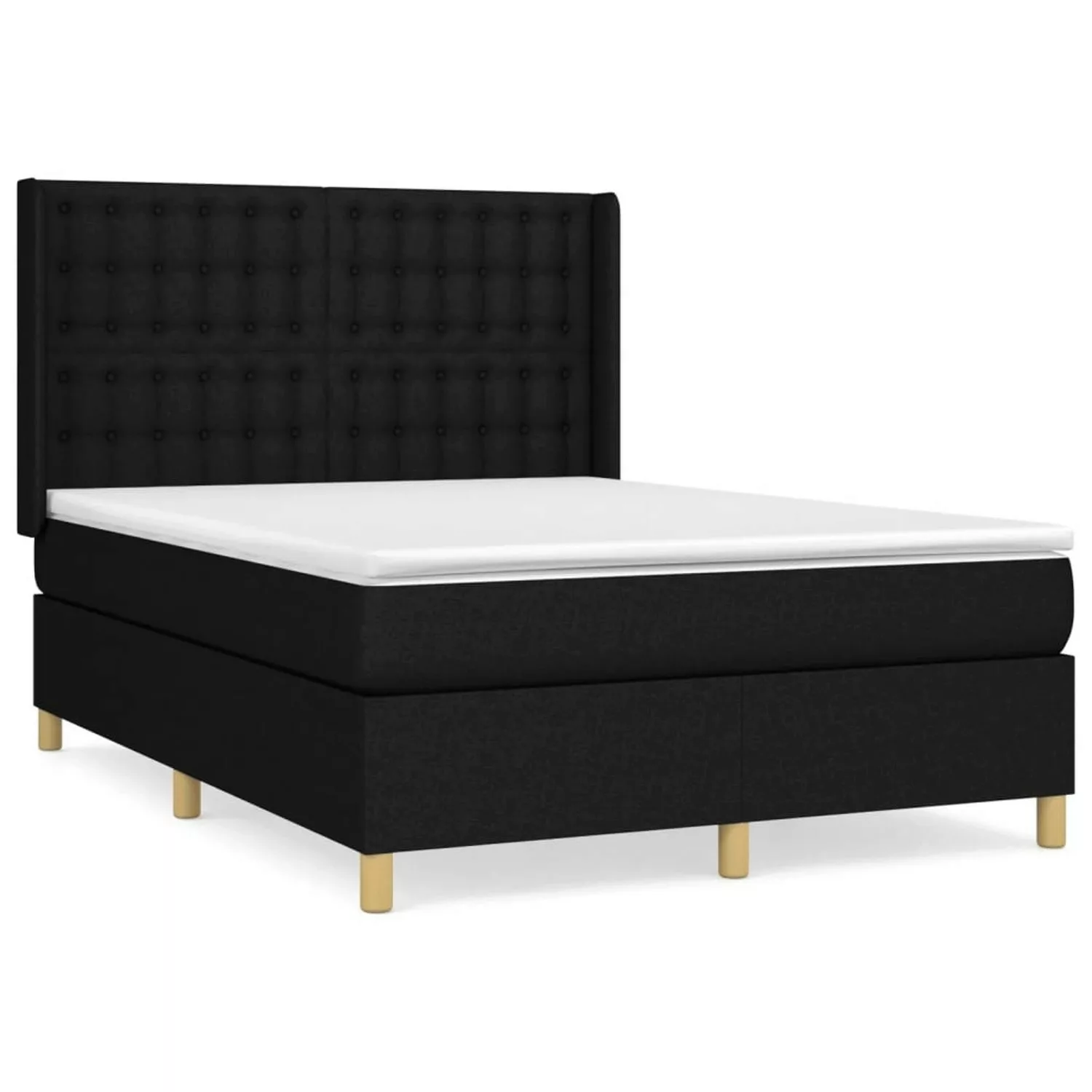 vidaXL Boxspringbett mit Matratze Schwarz 140x200 cm Stoff1395452 günstig online kaufen