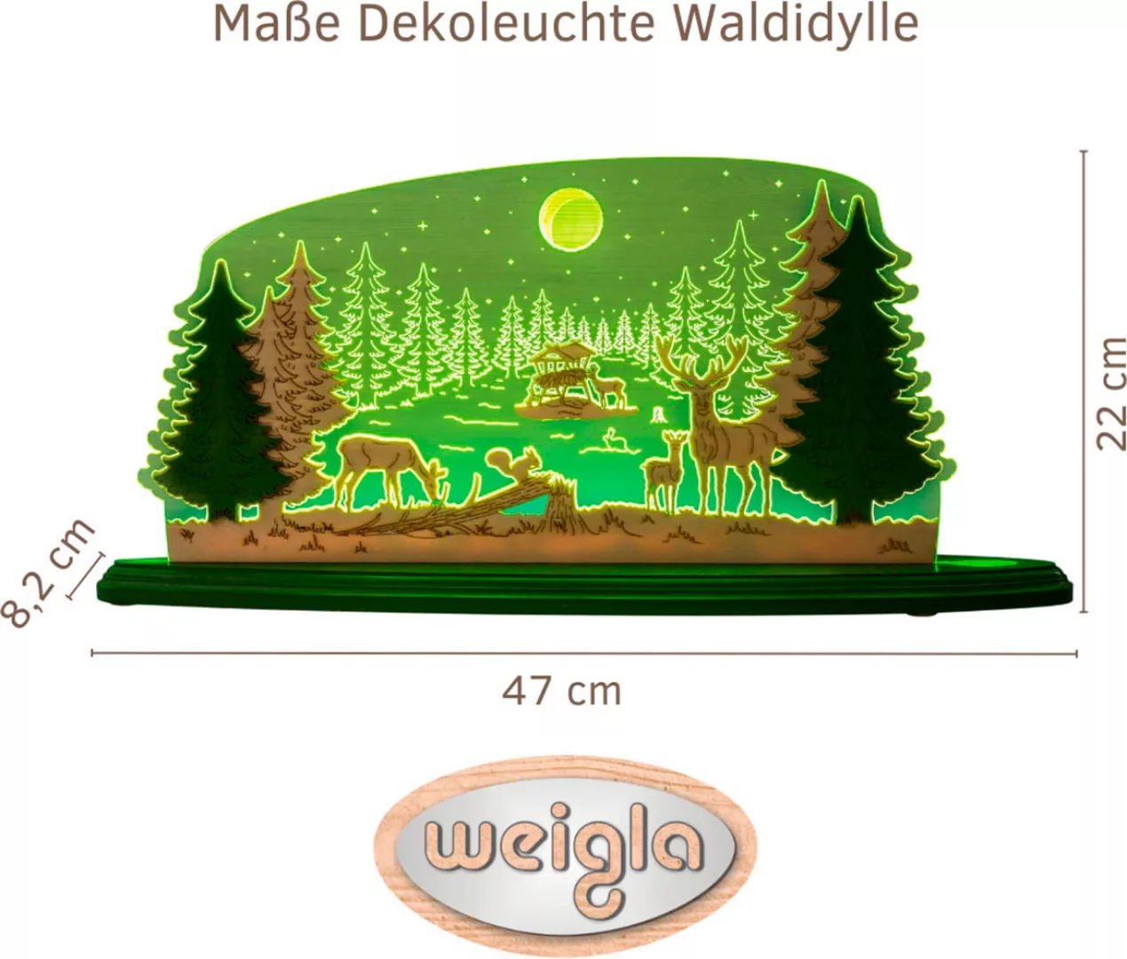 Weigla Lichterbogen »LED Waldidylle, Dekoleuchte aus Holz & Acrylglas, GRÜN günstig online kaufen