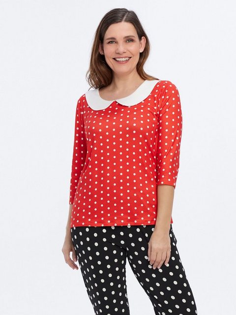 Belli Beaux 3/4-Arm-Shirt Polkadot Shirt elastisch mit Bubikragen günstig online kaufen