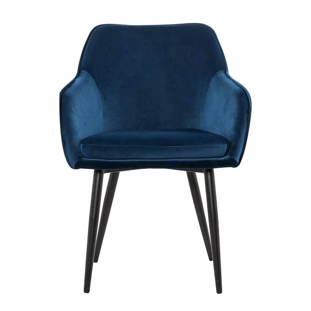 Esstisch Stühle in Dunkelblau Samt Retro Design günstig online kaufen