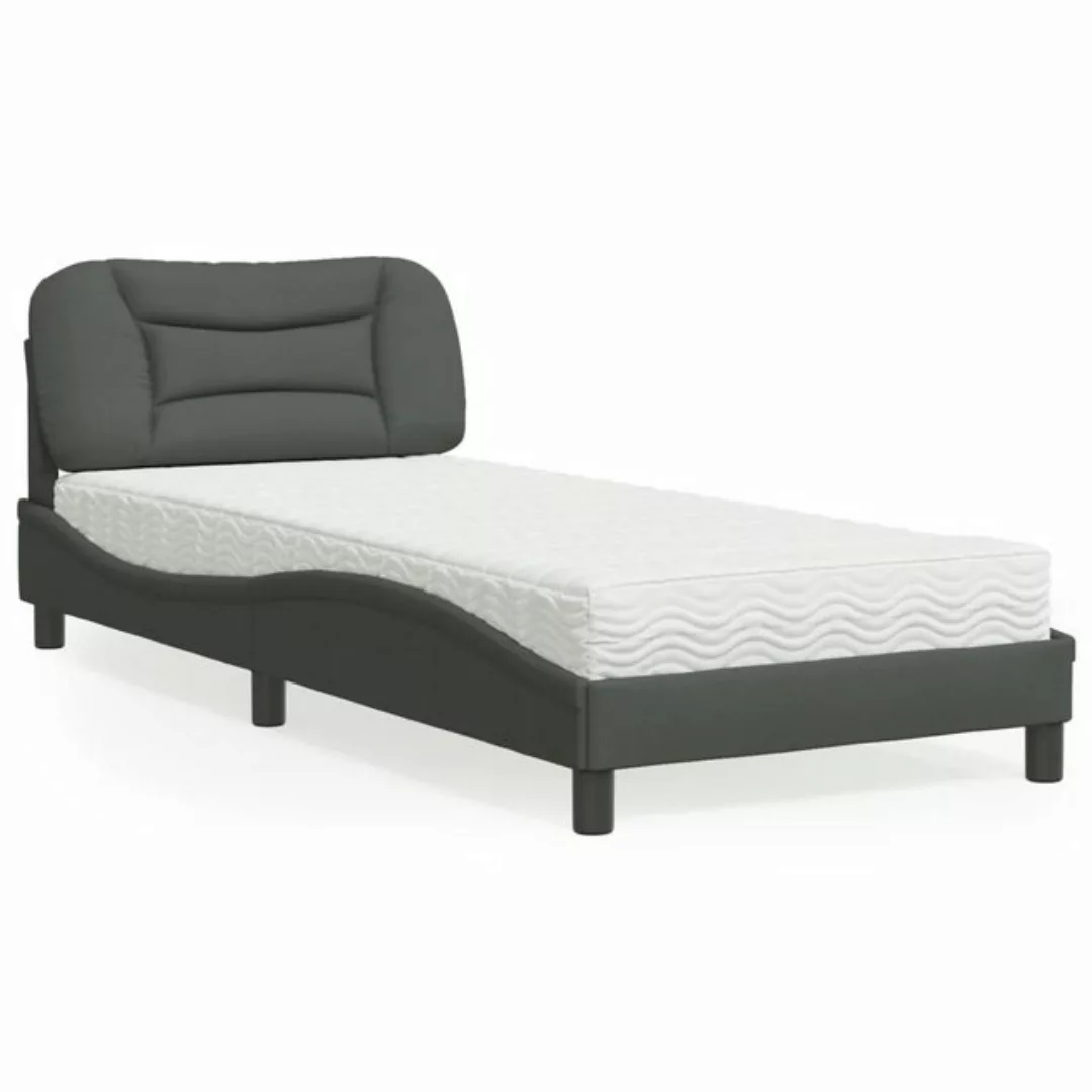 vidaXL Bett Bett mit Matratze Dunkelgrau 80x200 cm Stoff günstig online kaufen