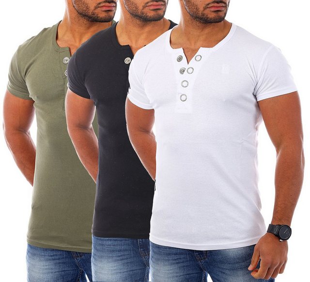 Young & Rich T-Shirt Herren basic fein gerippt mit trendigen extra großen K günstig online kaufen