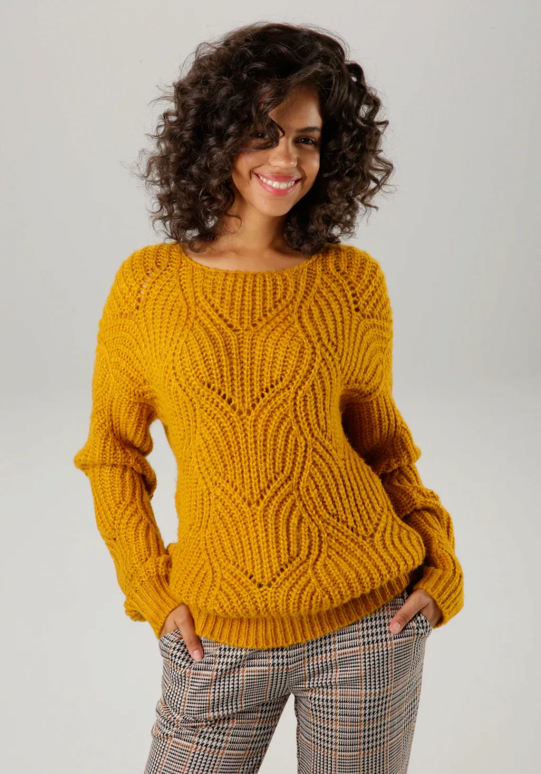 Aniston CASUAL Strickpullover, im dezenten, extravaganten Ajour-Strick-Must günstig online kaufen