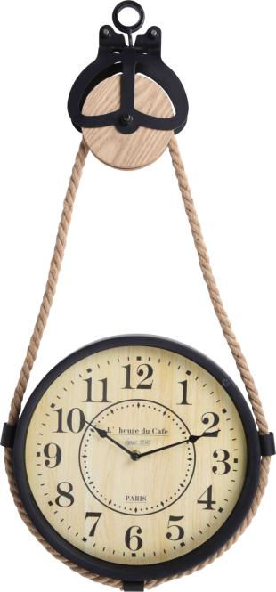 Wanduhr 1 Stück ca. 73 x 33 x 4 cm  Rope Hellbraun / Schwarz günstig online kaufen