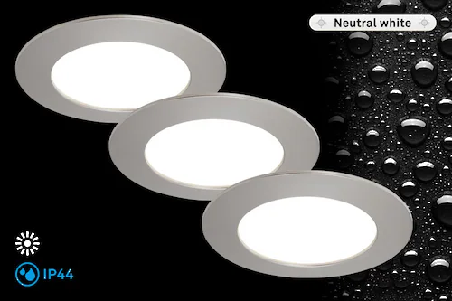 Briloner LED-Einbauleuchte 3er-Set Nickel matt H: 2,9 cm Ø: 12 cm günstig online kaufen