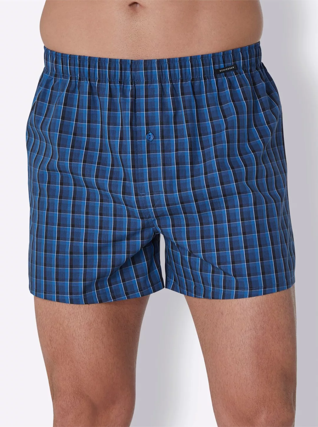 Schiesser 2-er Set Boxershorts Blau kariert günstig online kaufen