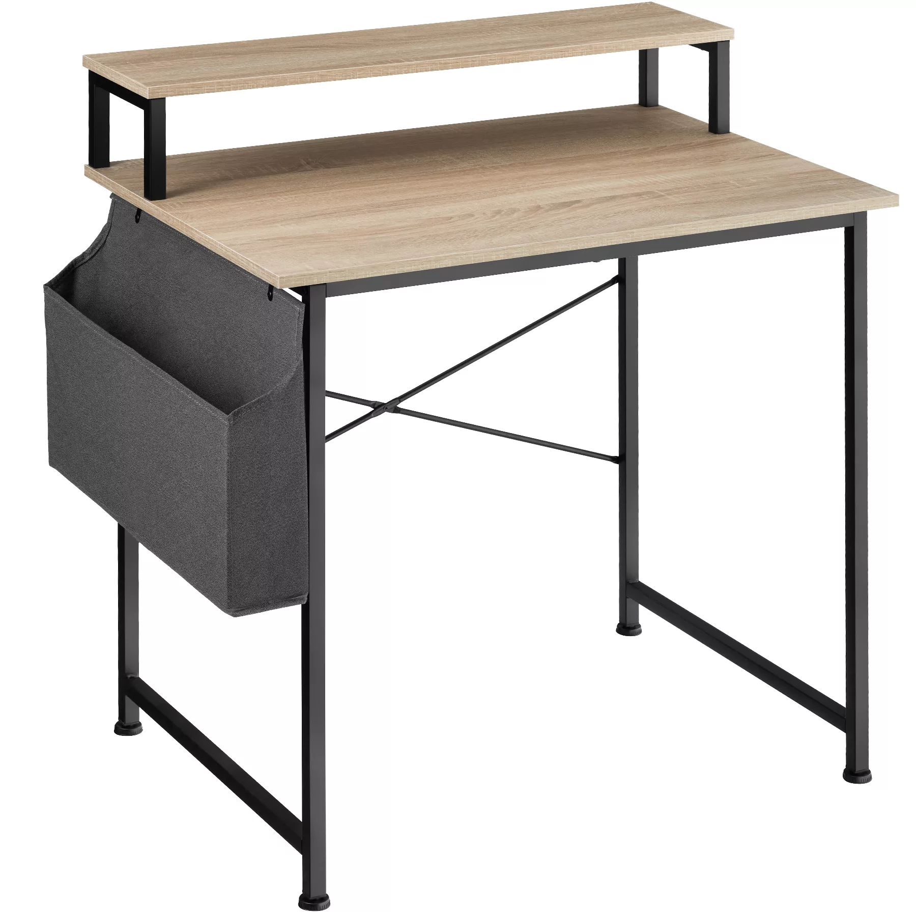 Schreibtisch mit Ablage und Stofftasche - Industrial Holz hell, Eiche Sonom günstig online kaufen