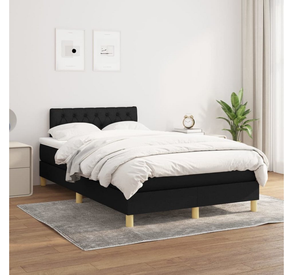 vidaXL Boxspringbett Boxspringbett mit Matratze Schwarz 120x200 cm Stoff Be günstig online kaufen