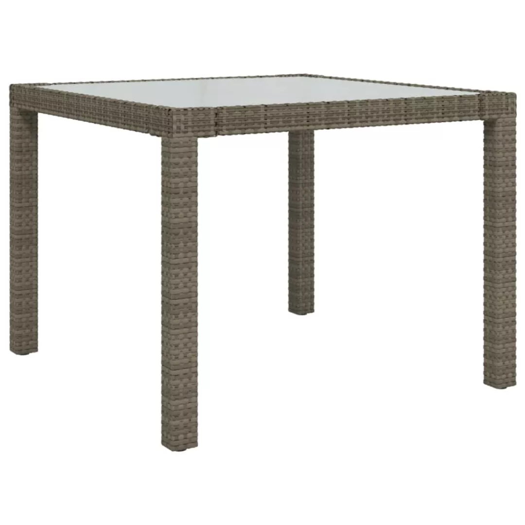 Vidaxl Gartentisch 90x90x75 Cm Gehärtetes Glas Poly Rattan Grau günstig online kaufen