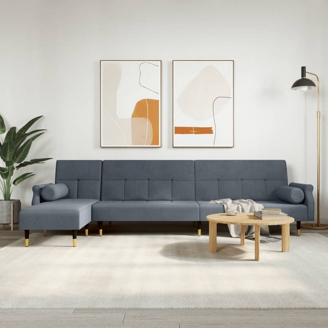 vidaXL Sofa Schlafsofa in L-Form Dunkelgrau 271x140x70 cm Samt Chaiselongue günstig online kaufen