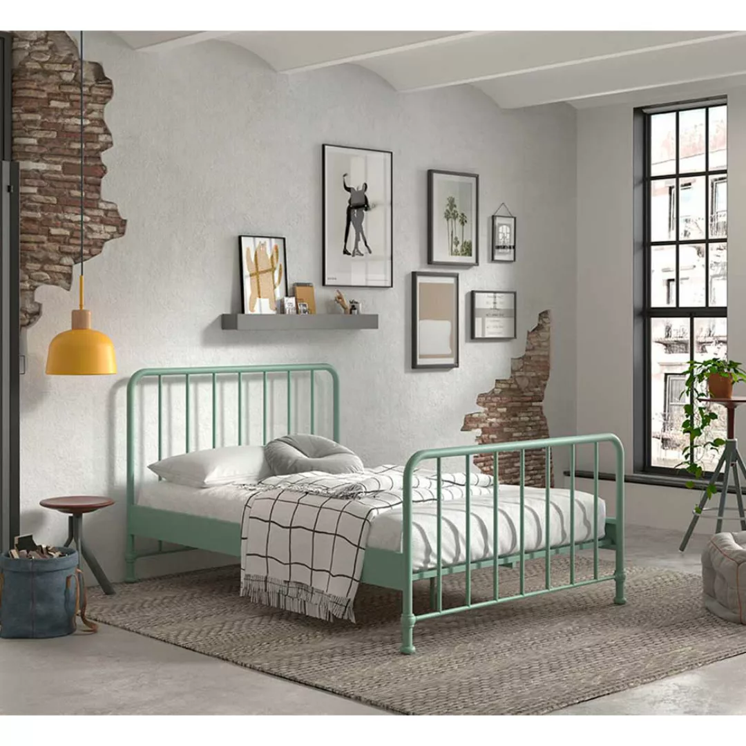 Metallbett modern in Grün matt pulverbeschichtet günstig online kaufen