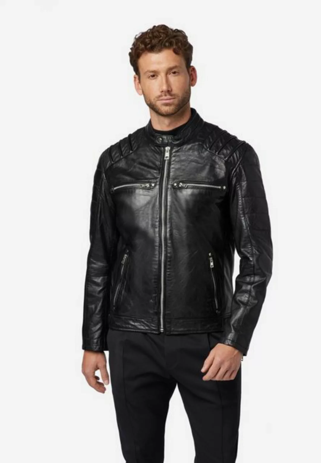 RICANO Lederjacke Caesar 100% Echtes und hochwertiges Lamm-Nappa Leder, Bik günstig online kaufen