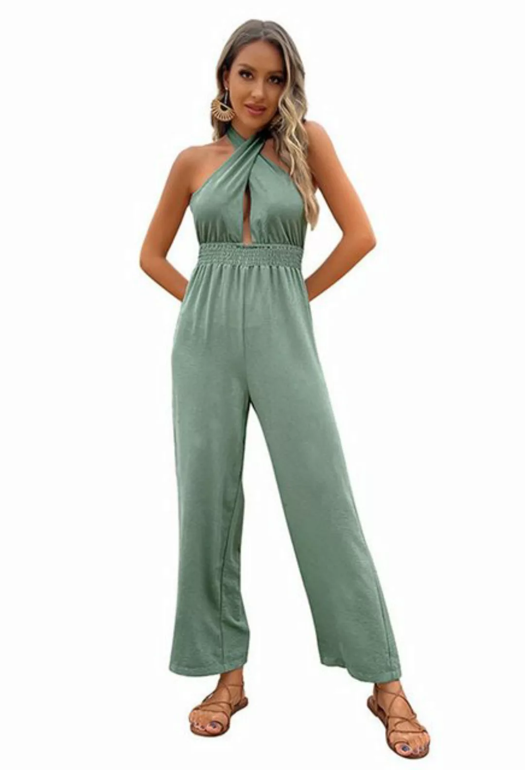 CHENIN 7/8-Overall Sommermode Frauen solide Farbe Halfter Jumpsuit (Fashion günstig online kaufen