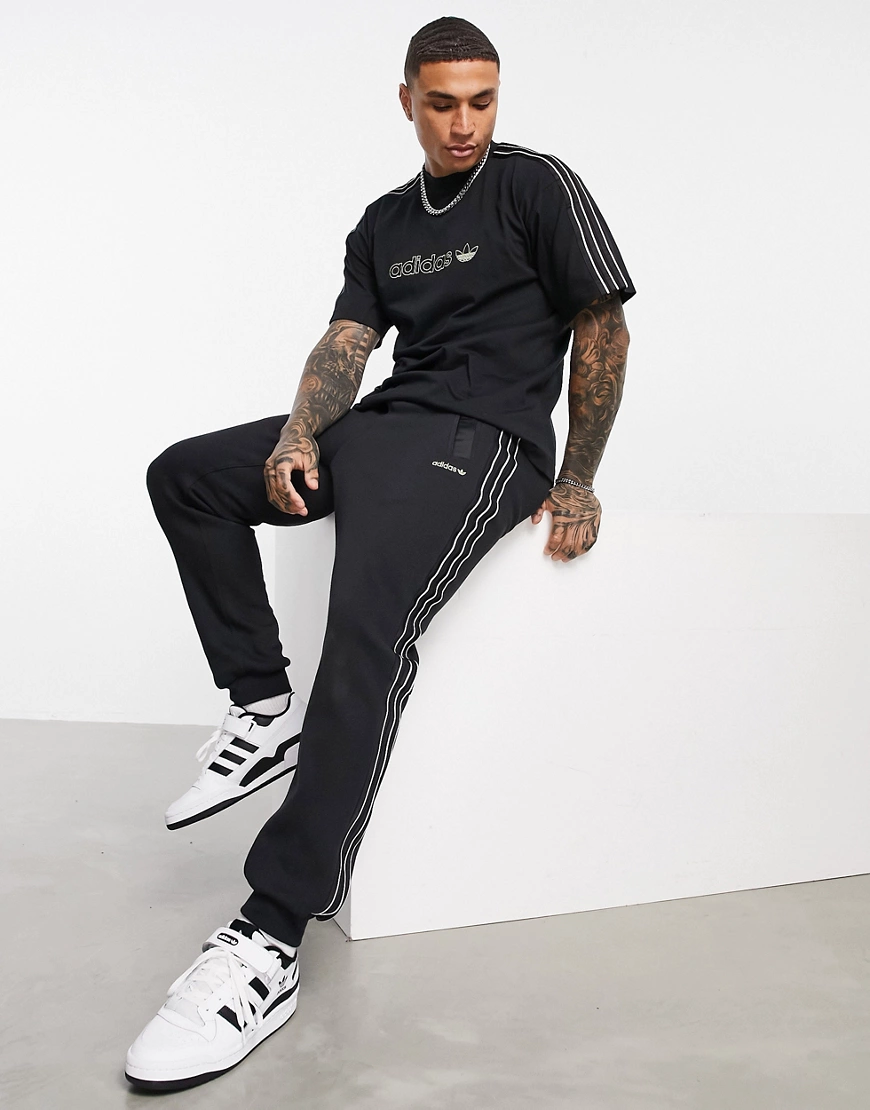 adidas Originals – SPRT – Jogginghose in Schwarz mit Satineinsätzen günstig online kaufen