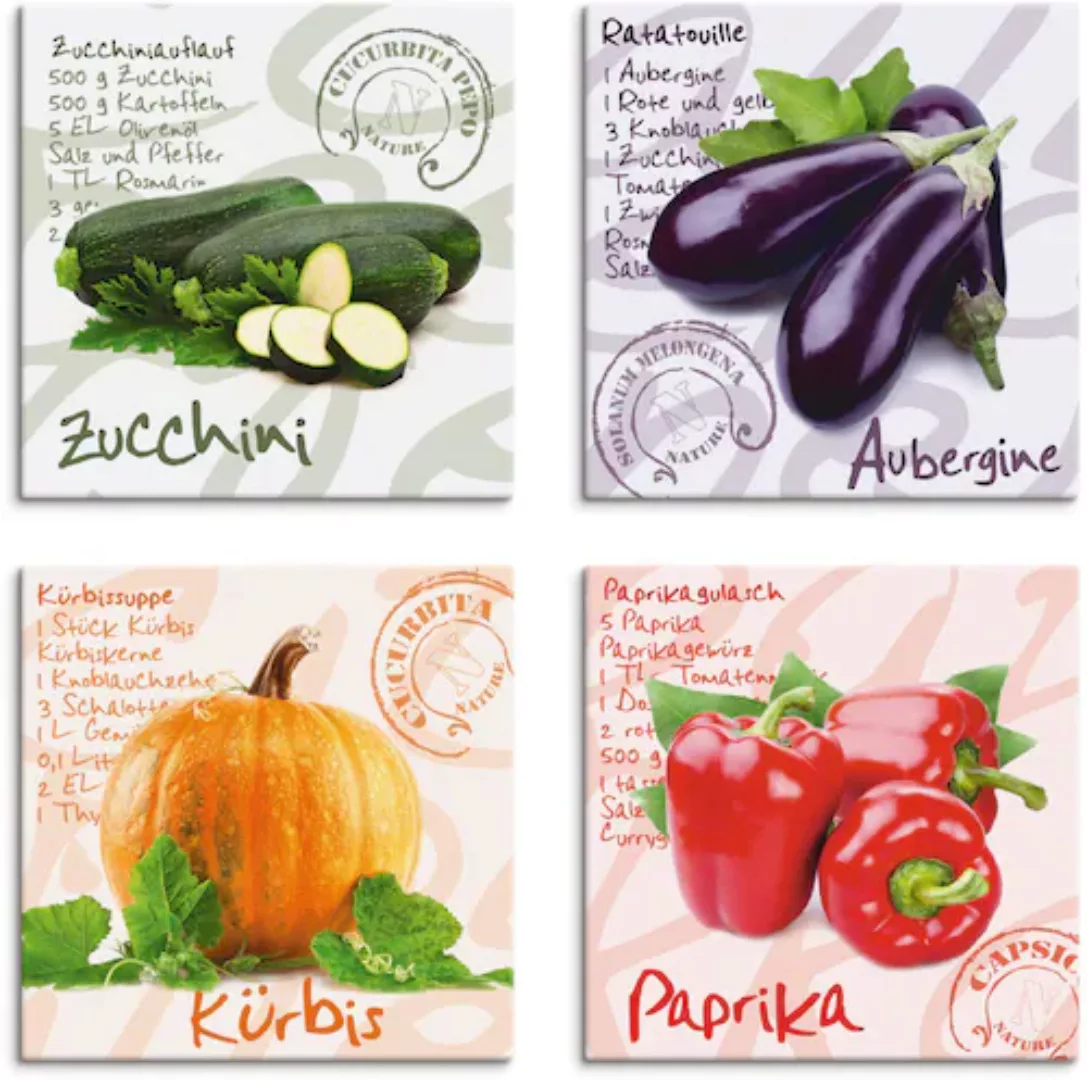 Artland Leinwandbild »Zucchini, Aubergine, Kürbis, Paprika«, Lebensmittel, günstig online kaufen
