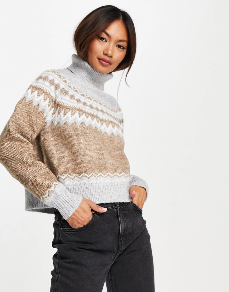Fashion Union – Hochgeschlossener Pullover mit legerem Schnitt und Fairisle günstig online kaufen
