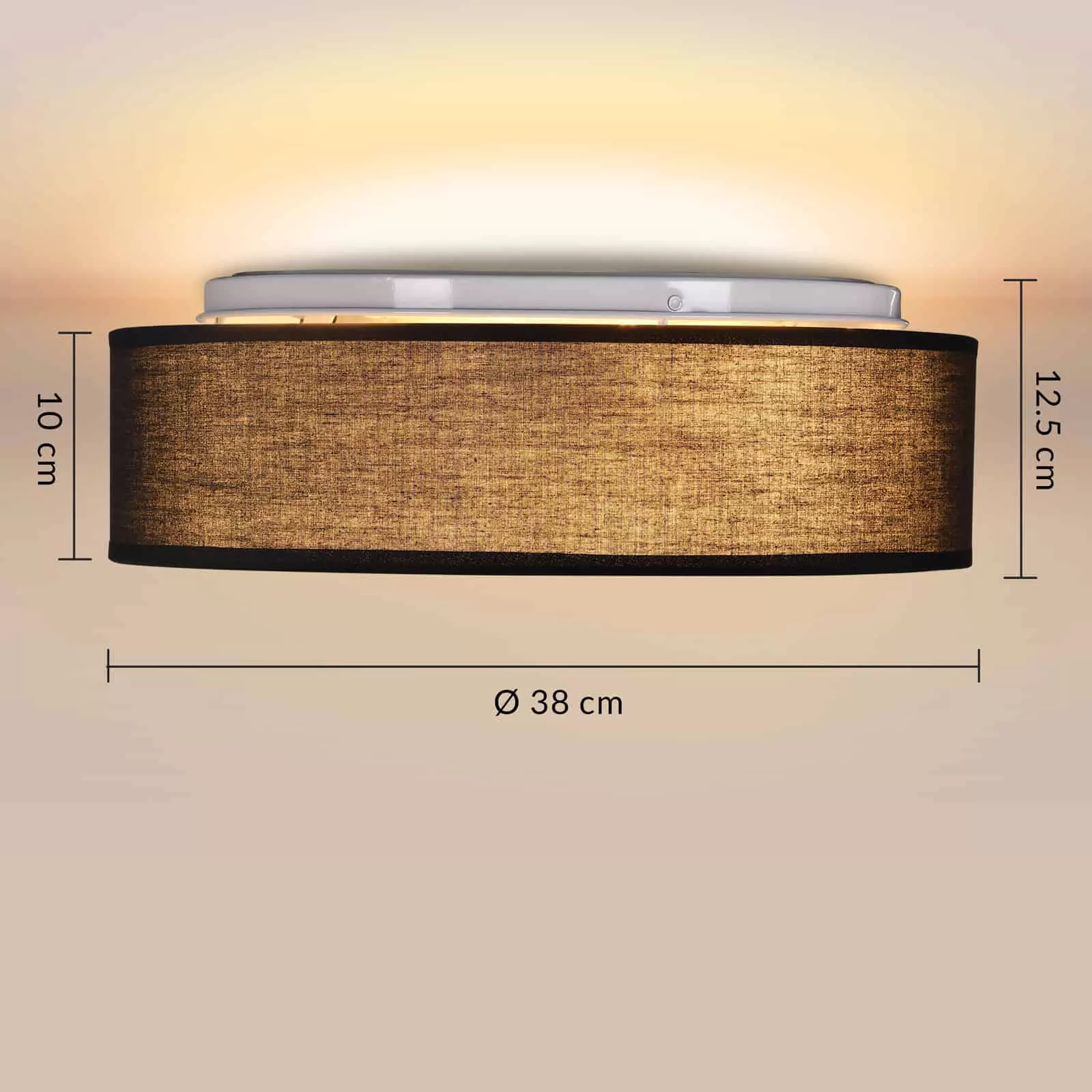 Deckenlampe Schwarz Stoff Ø38cm günstig online kaufen
