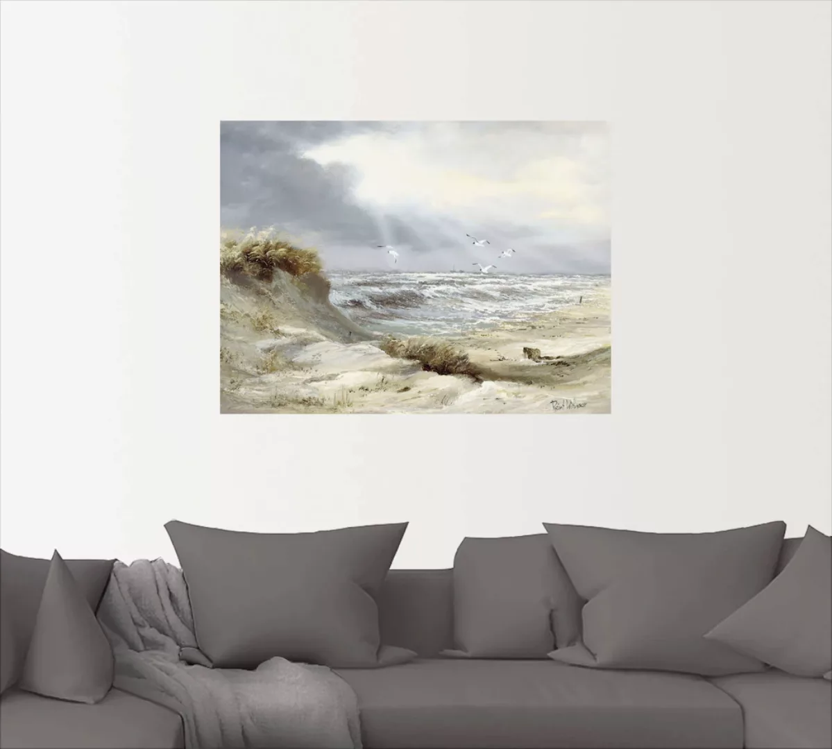 Artland Wandbild »Dünen an der stürmischen See«, Küste, (1 St.), als Leinwa günstig online kaufen