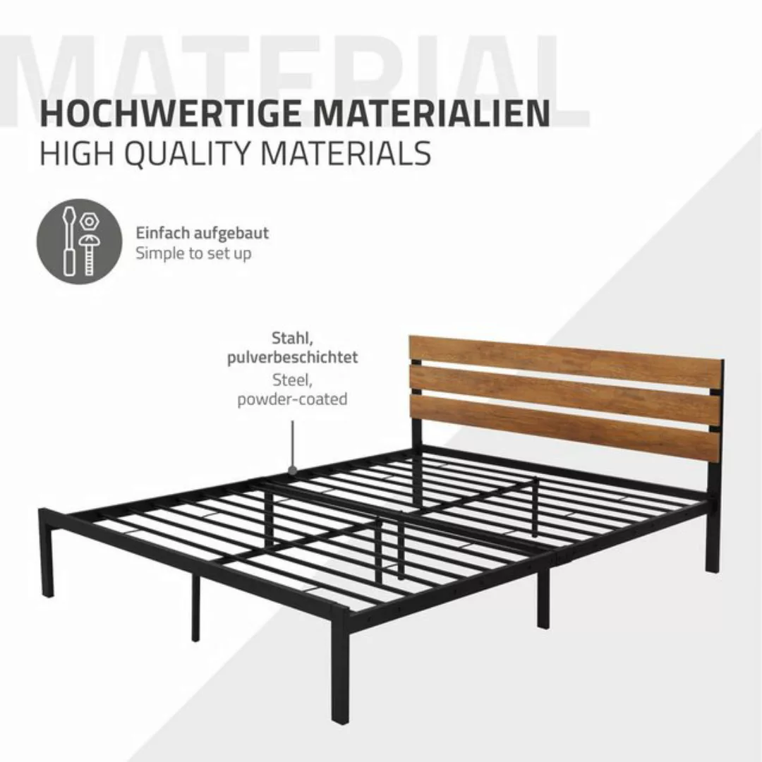 ML-DESIGN Metallbett Bett für Schlafzimmer mit Lattenrost und Holz-Kopfteil günstig online kaufen