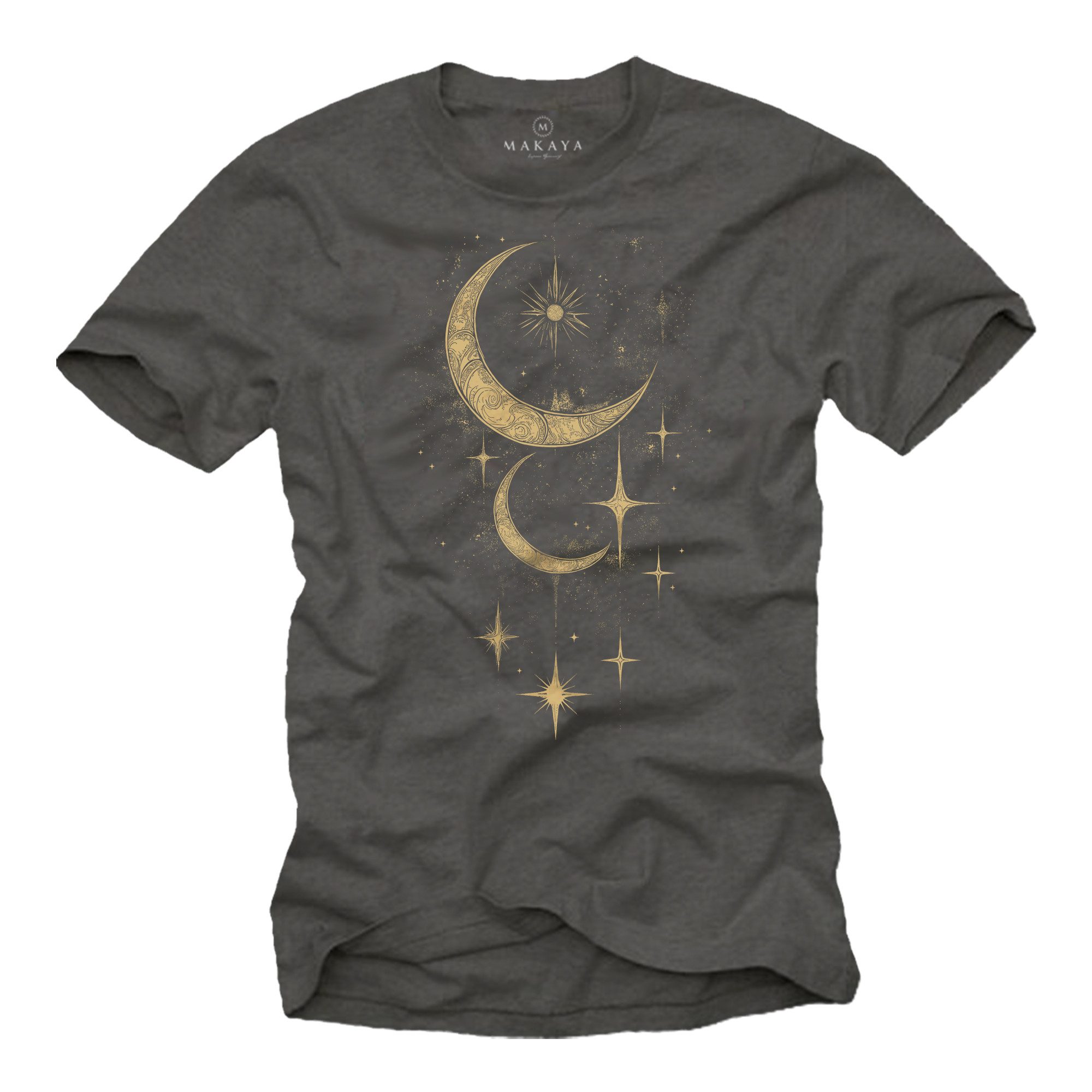 MAKAYA Kurzarmshirt Herren Sonne Mond Sterne günstig online kaufen