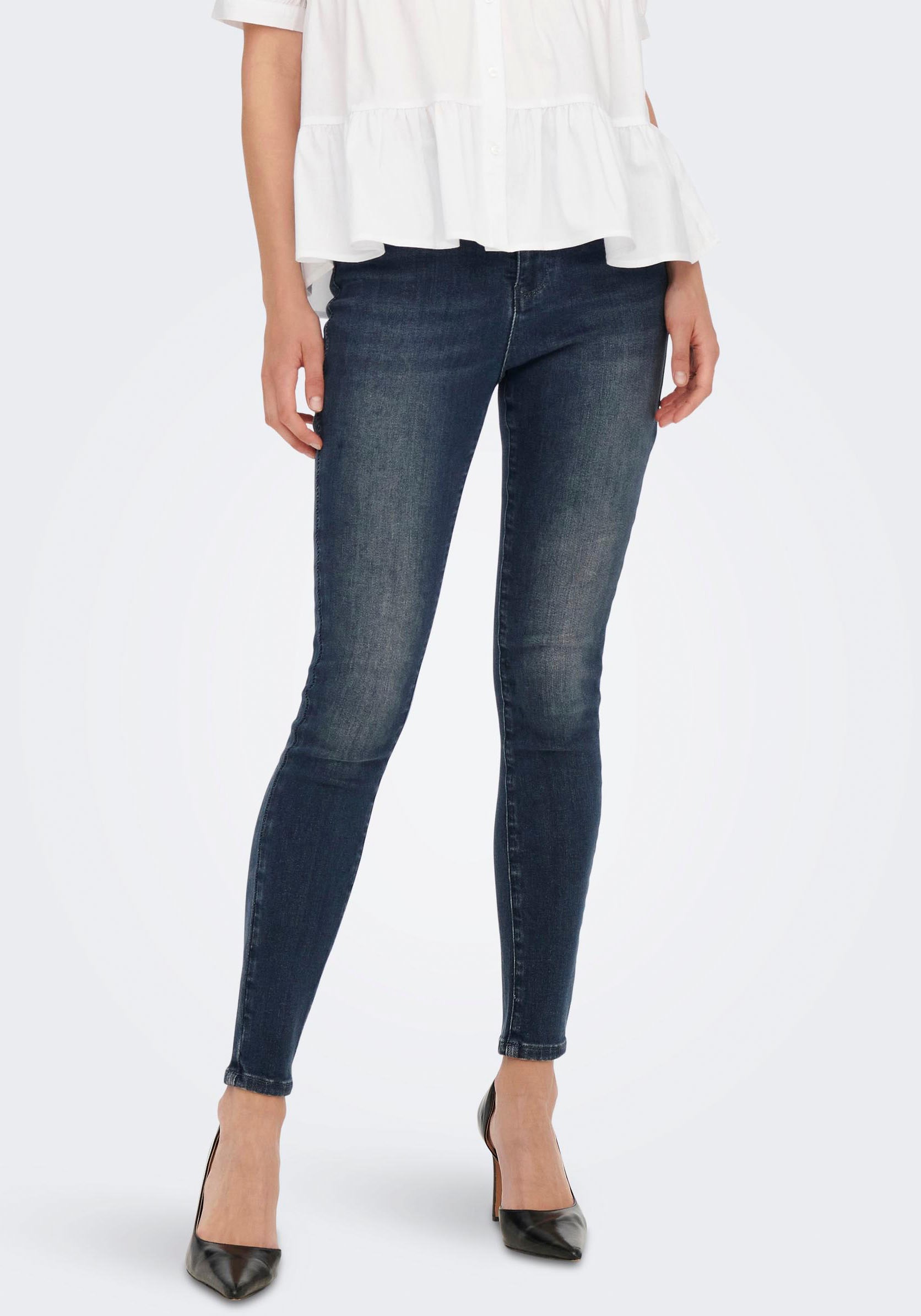 Only Damen Jeans ONLBLUSH MID SK REA023 - Skinny Fit - Blau - Dark Blue Den günstig online kaufen