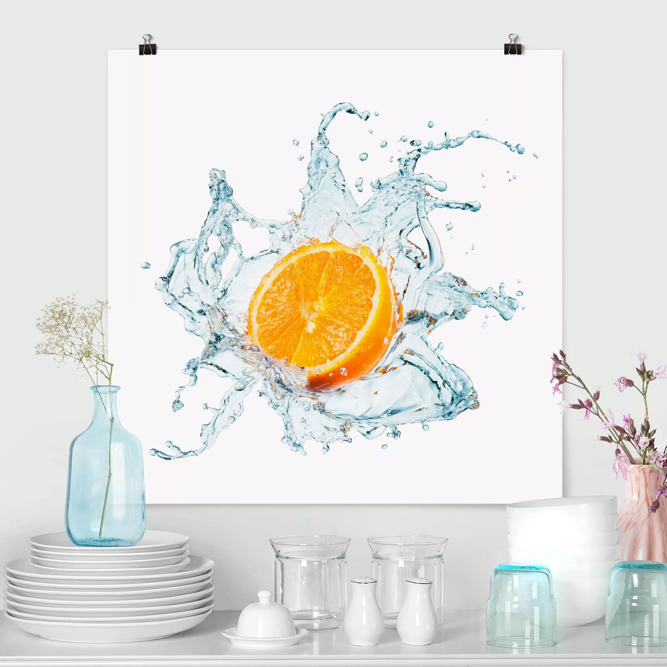 Poster Küche - Quadrat Frische Orange günstig online kaufen