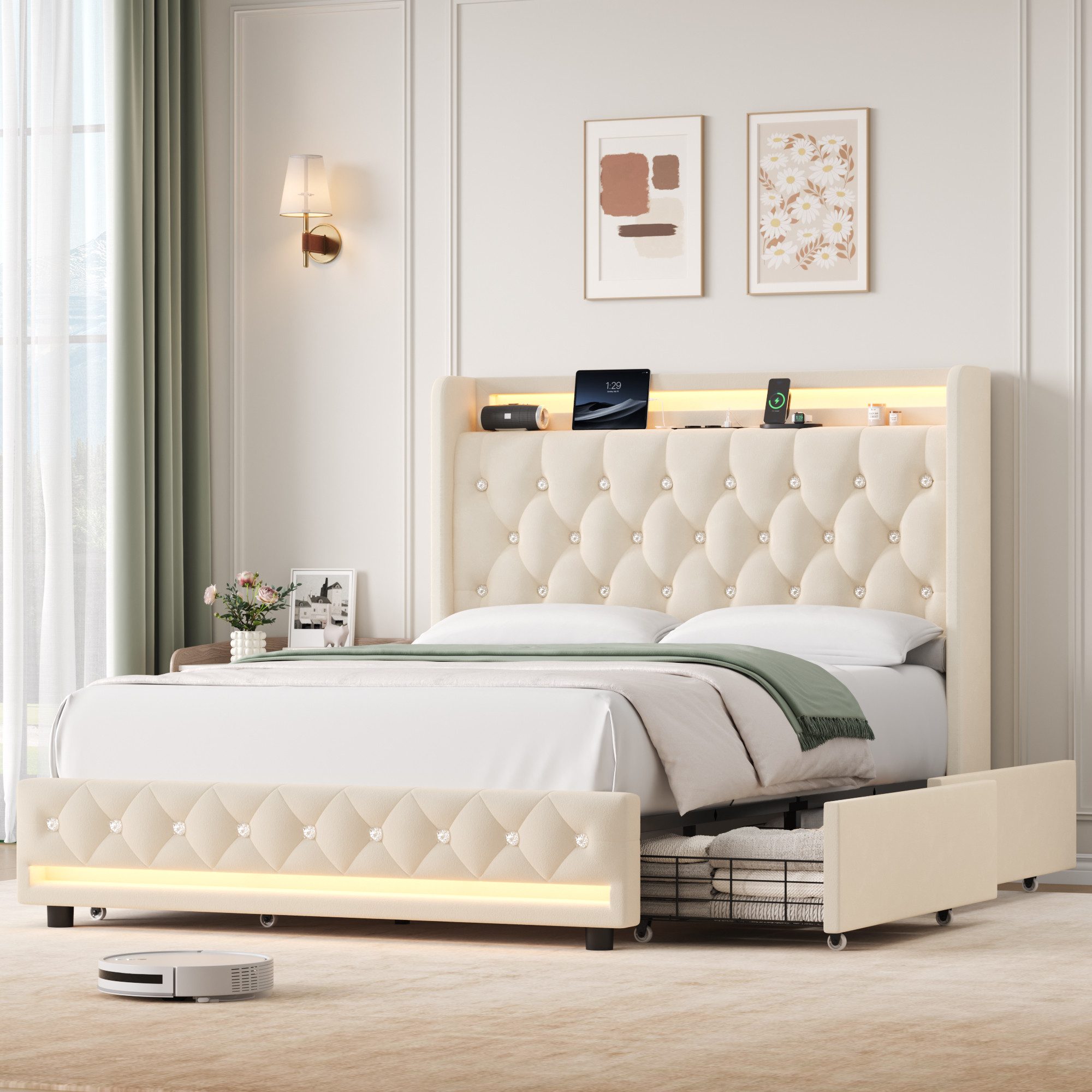Homfa Polsterbett 140x200 Bett Doppelbett Bettgestell, günstig online kaufen