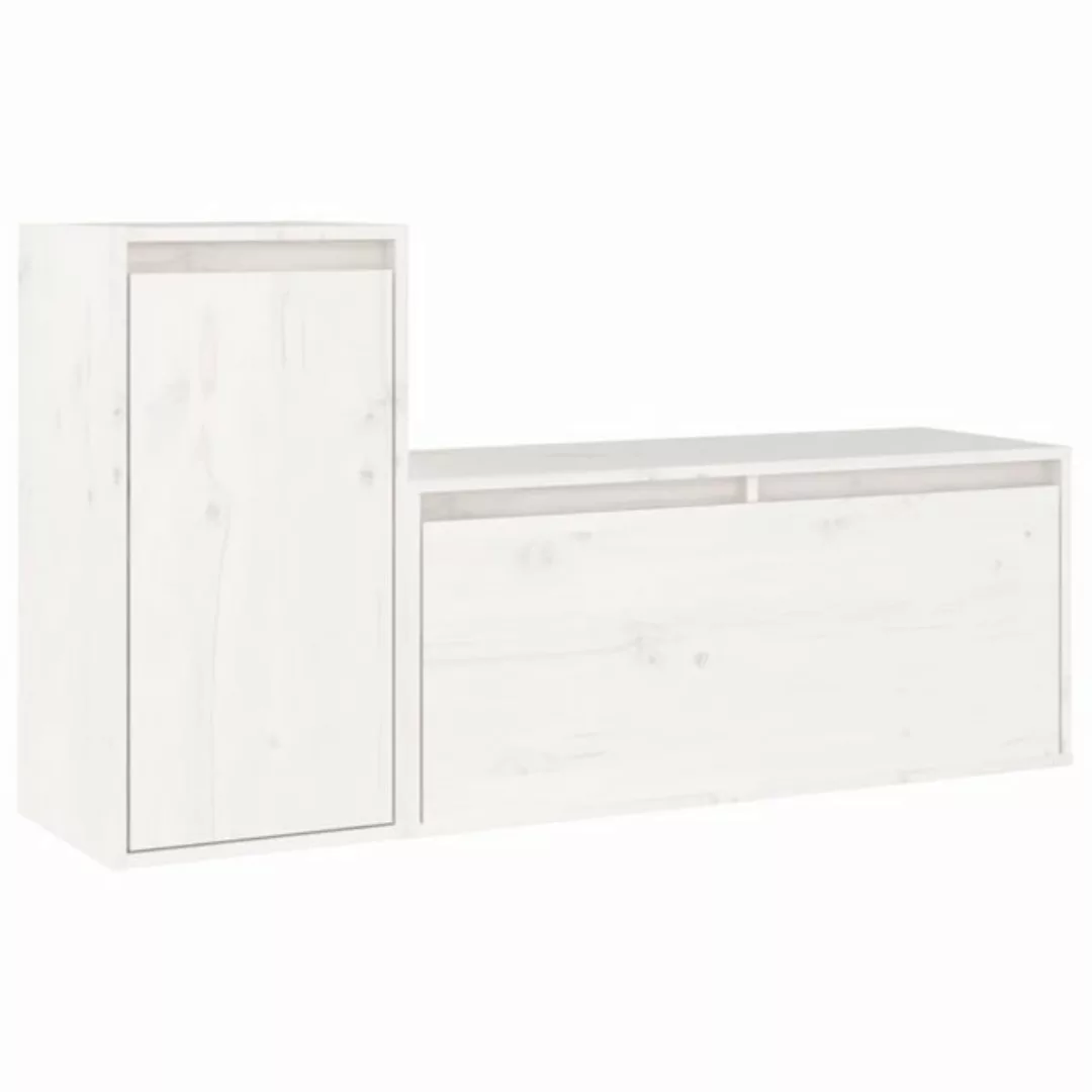 vidaXL TV-Schrank TV-Schränke 2 Stk Weiß Massivholz Kiefer Lowboard Lowboar günstig online kaufen