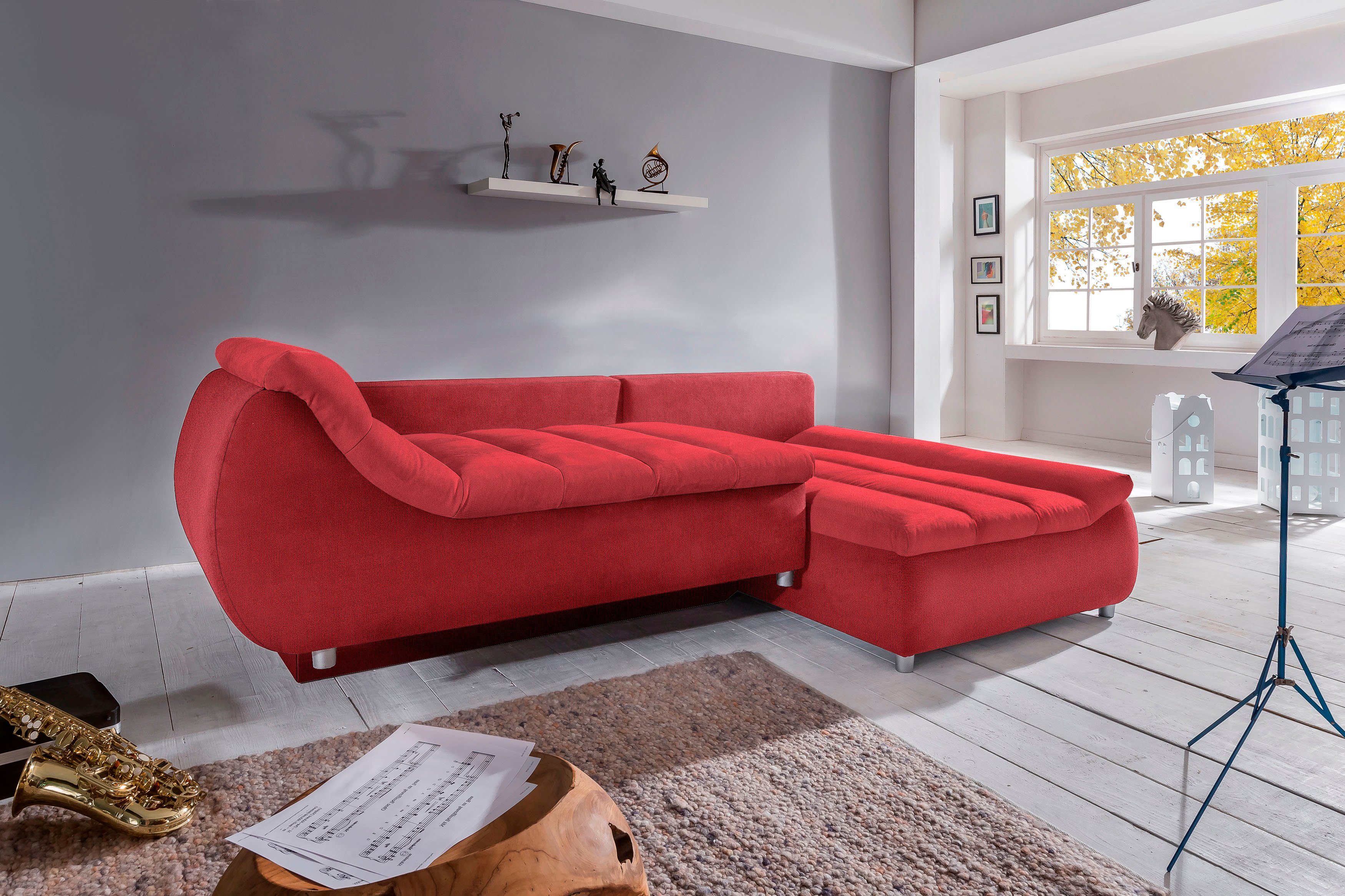 INOSIGN Ecksofa "Imola elegant und bequem, aktuelle Steppung im Sitz, L-For günstig online kaufen