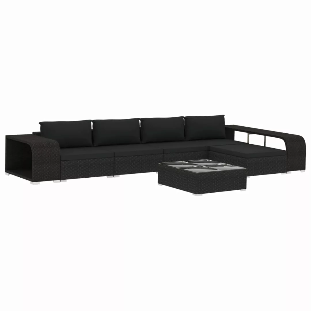 8-tlg. Garten-lounge-set Mit Auflagen Poly Rattan Schwarz günstig online kaufen