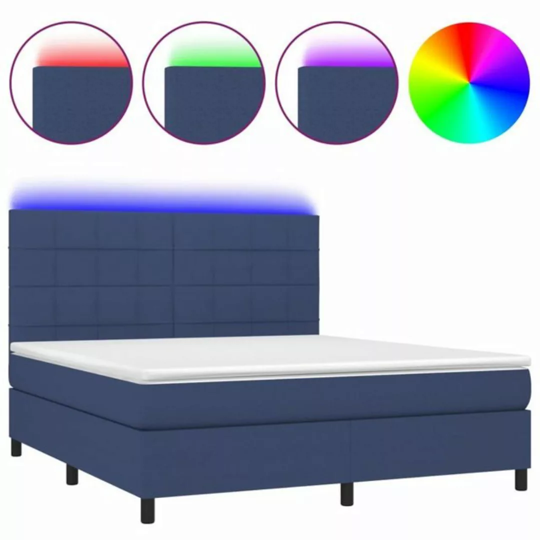 vidaXL Boxspringbett Boxspringbett mit Matratze LED Blau 180x200 cm Stoff B günstig online kaufen