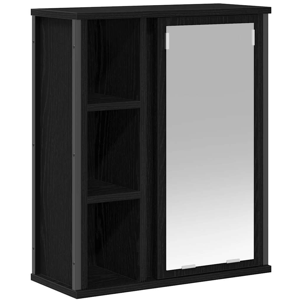 vidaXL Badezimmerspiegelschrank Bad-Wandschrank mit Spiegel Schwarz günstig online kaufen