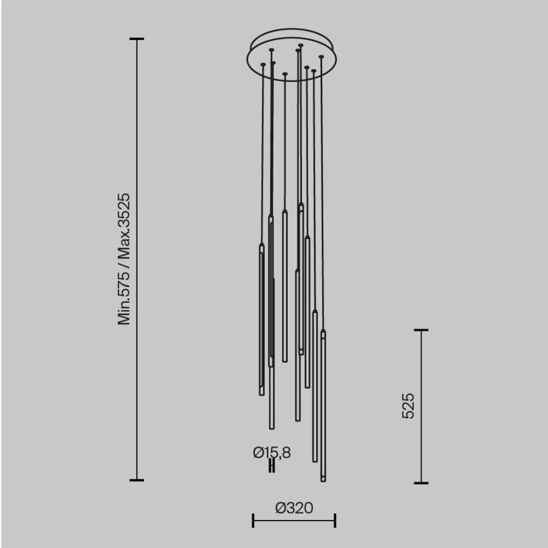 LED Pendelleuchte Light Stick in Messing 9x 5,11W 3350lm günstig online kaufen