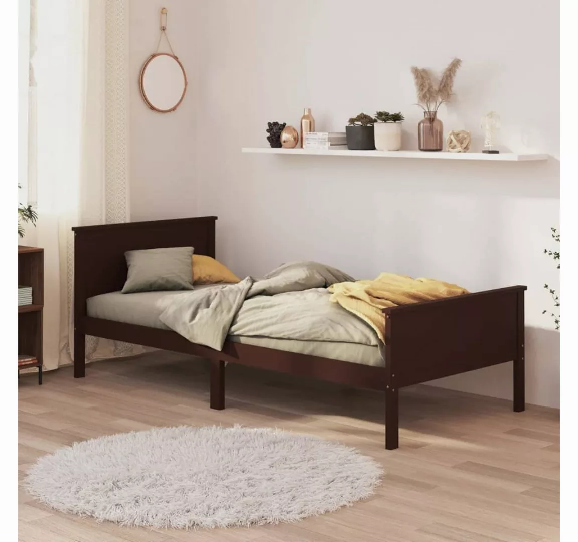 furnicato Bett Massivholzbett Dunkelbraun Kiefer 100x200 cm günstig online kaufen