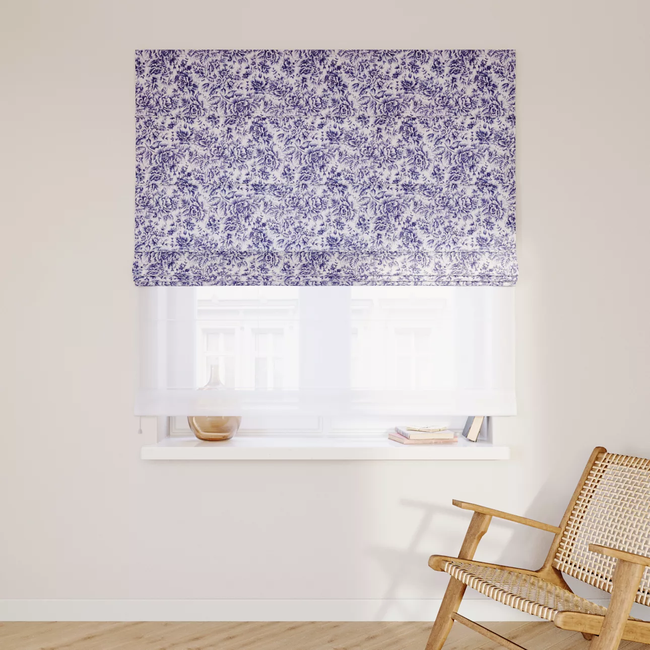 Dekoria Doppelraffrollo Duo, weiß-blau, 120 x 160 cm günstig online kaufen