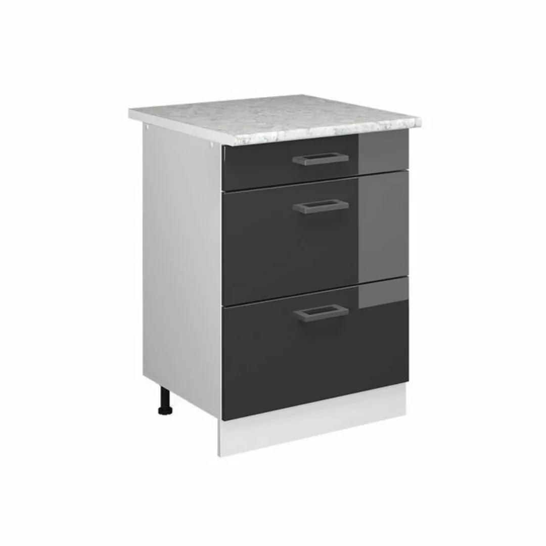 Vicco Unterschrank R-Line, Anthrazit Hochglanz/Weiß, 60cm mit Schubladen + günstig online kaufen