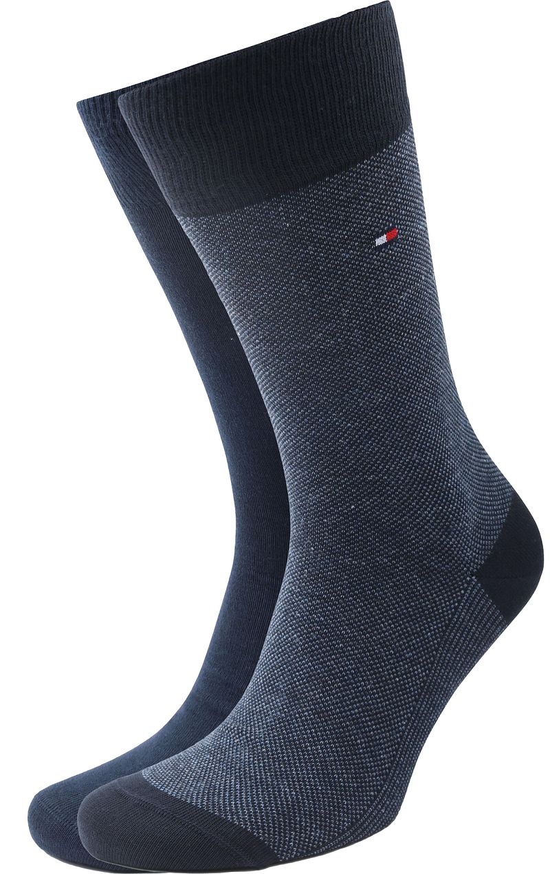 Tommy Hilfiger 2-Pack Socken Birdseye Blau 004 - Größe 39-42 günstig online kaufen