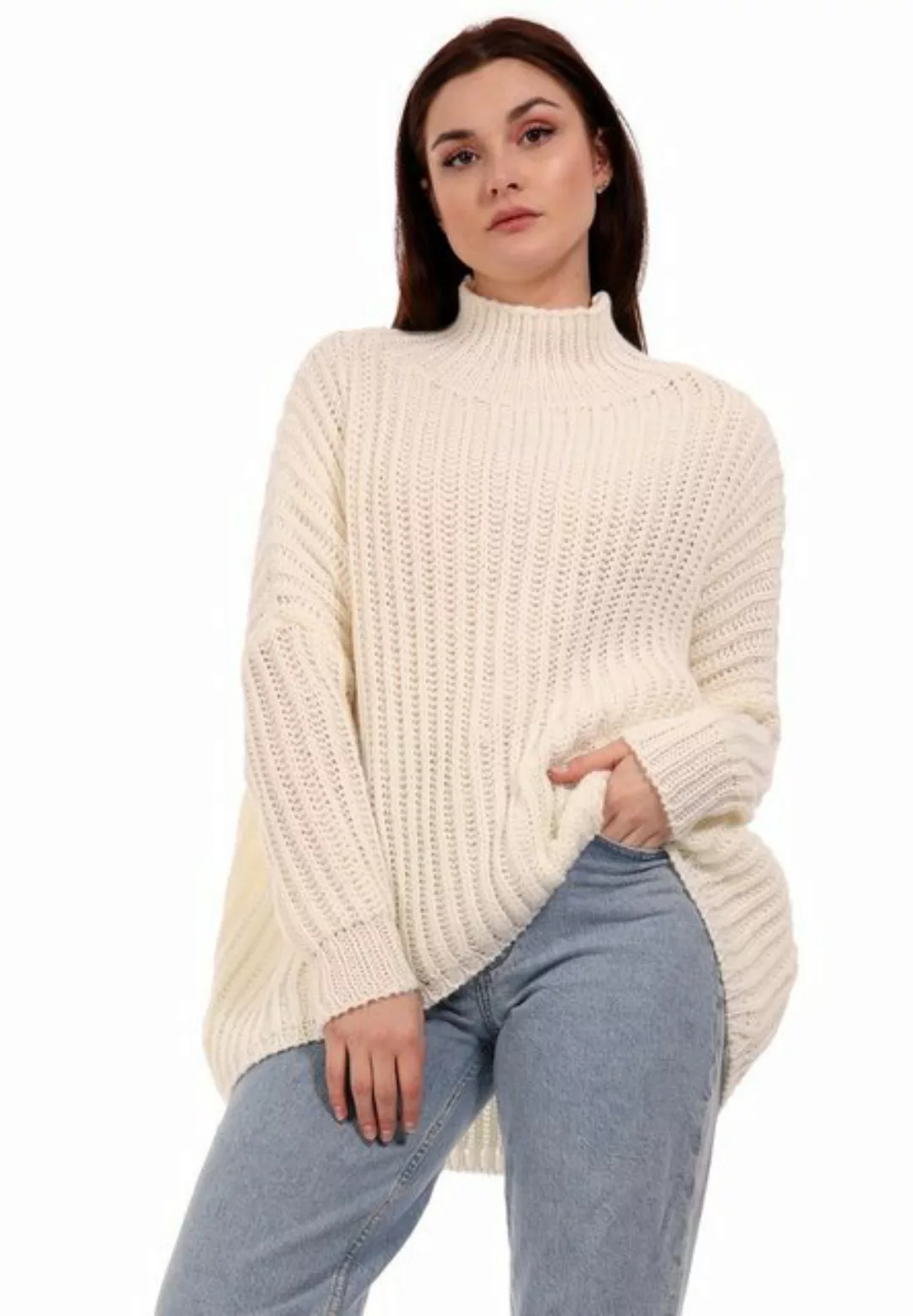 YC Fashion & Style Longpullover Oversized Pullover Grobstrick Vokuhila Swea günstig online kaufen