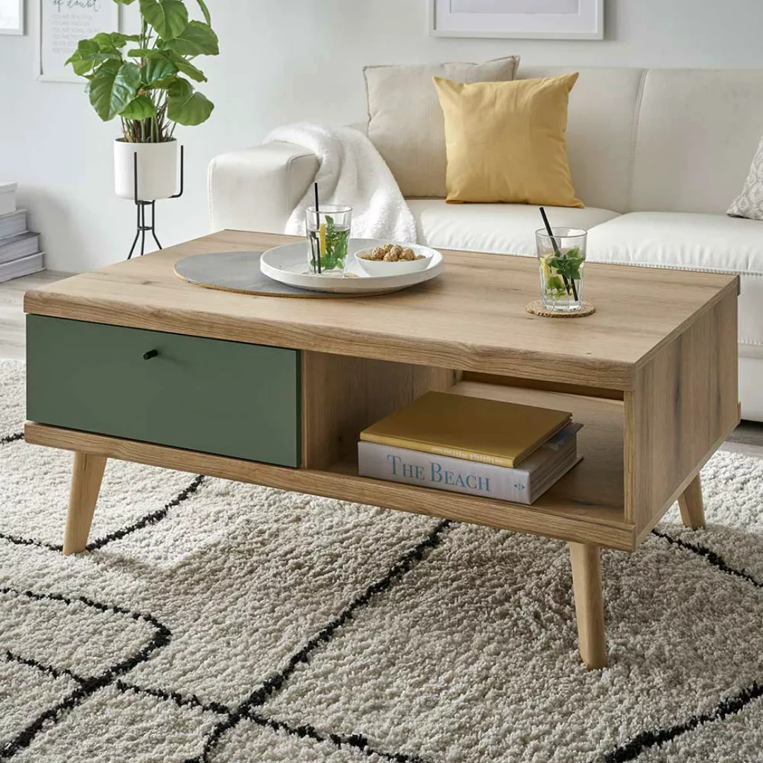 Sofa Tisch Skandi in Graugrün und Wildeichefarben 46 cm hoch günstig online kaufen