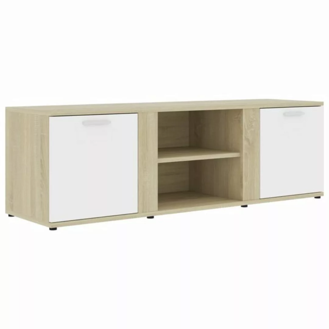 furnicato TV-Schrank Weiß Sonoma-Eiche 120x34x37 cm Holzwerkstoff günstig online kaufen