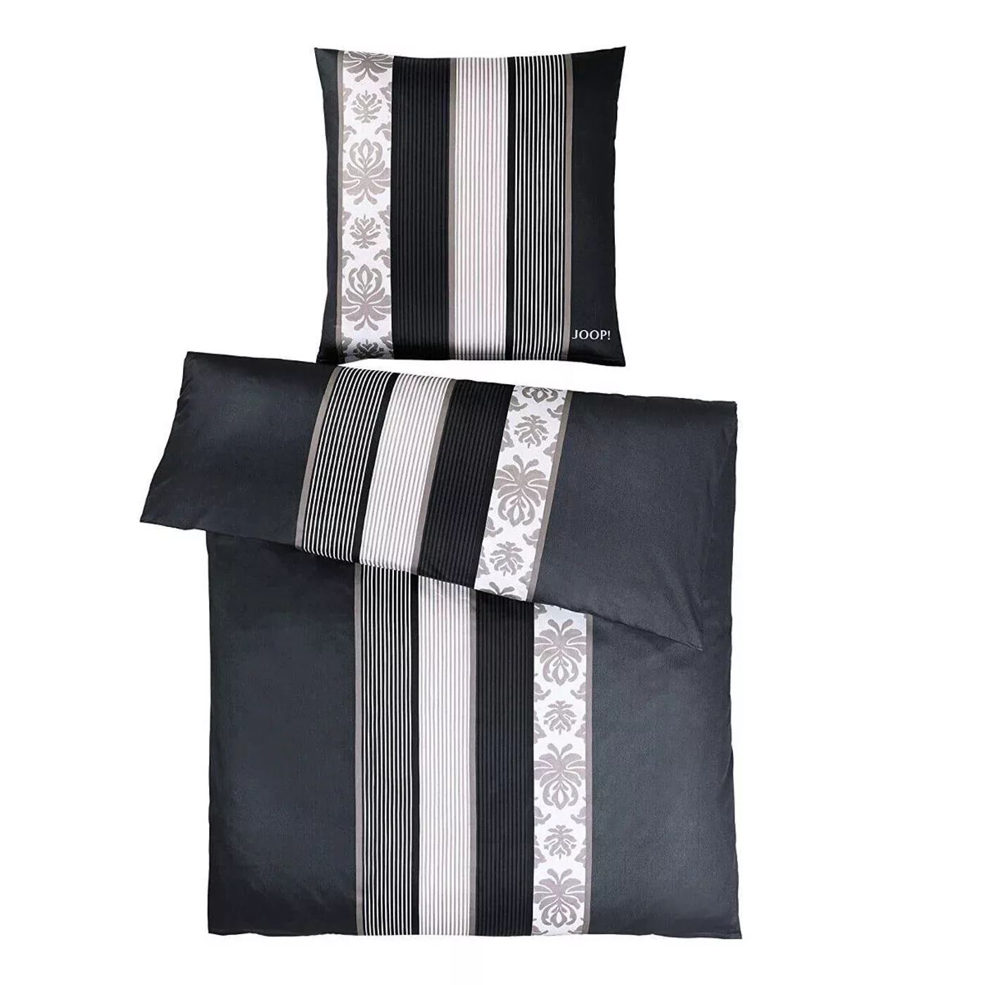 JOOP! Comfort Satin Bettwäsche Ornament Stripes 4022/9 schwarz 135x200 günstig online kaufen